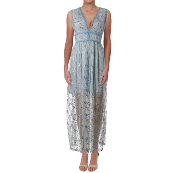AQUA  Embroidered Floral Maxi Dress NWT, Size L - Picture 2 of 8